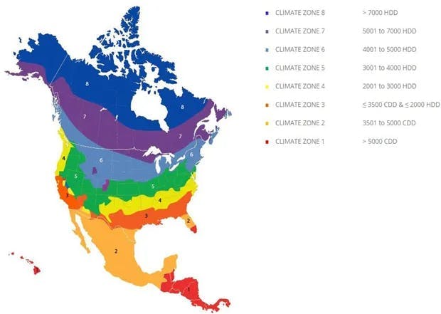 ASHRAE Climate Zones Map