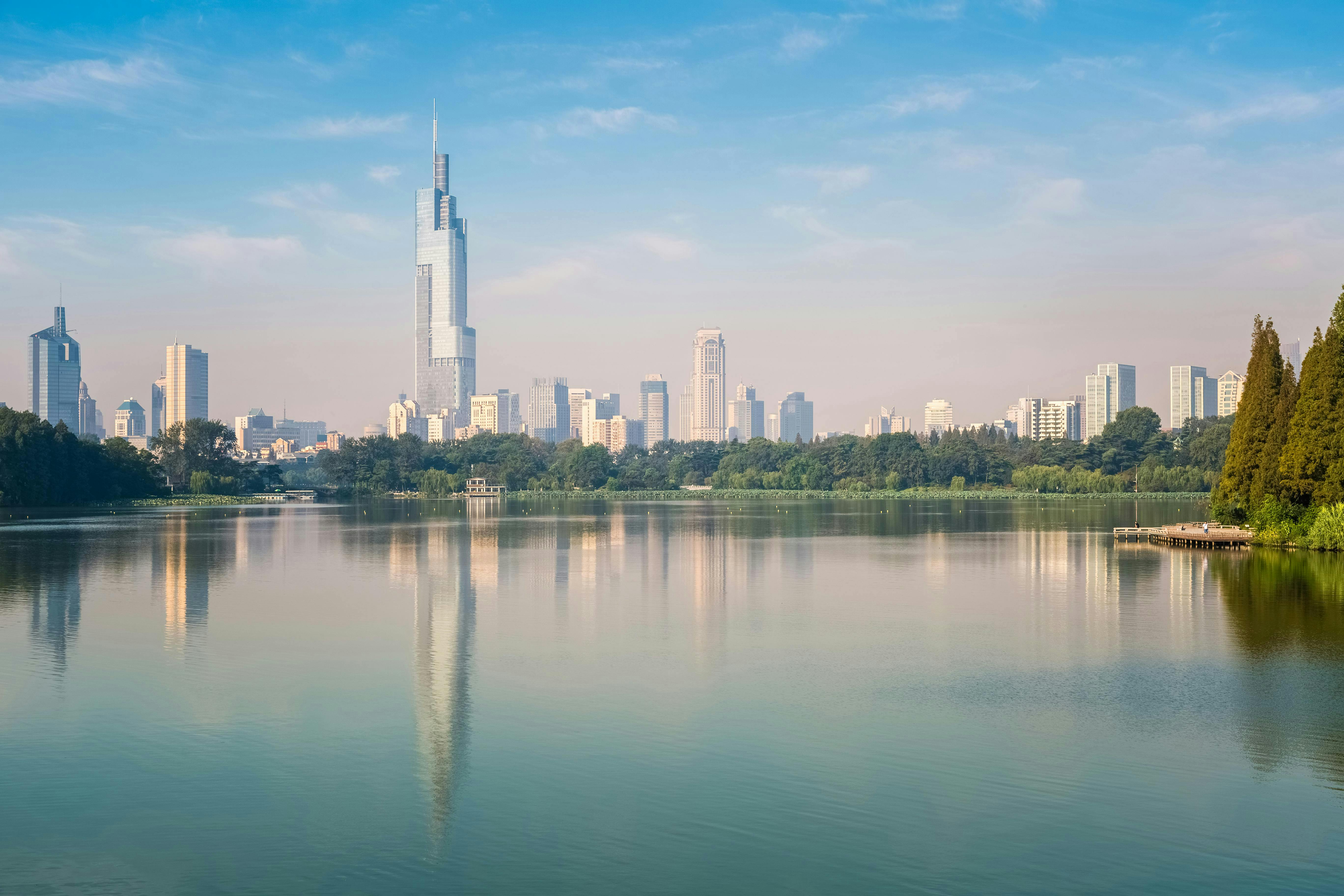 city skyline with tower buildings