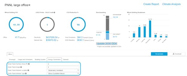PNNL large office benchmarking and baseline - solar panels