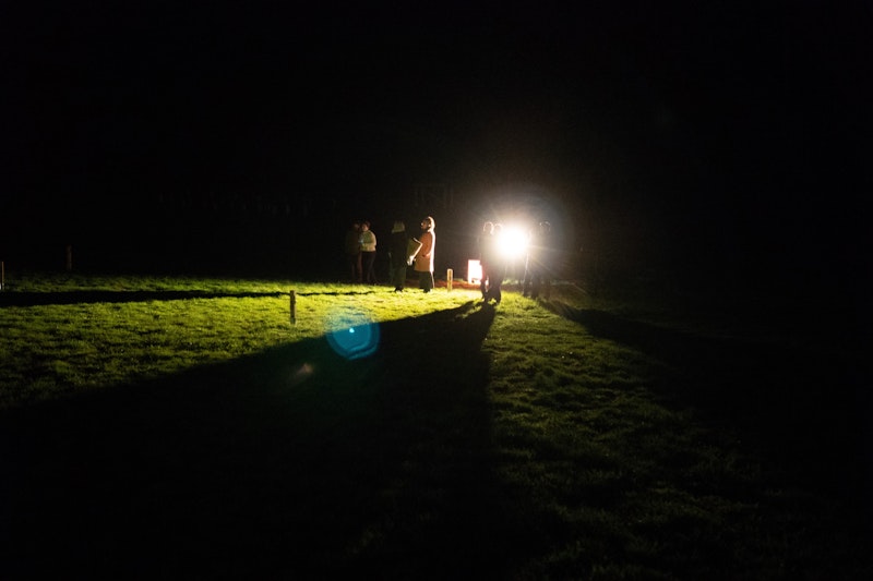 Distance of a shadow installation at night in Hawarden, North Wales