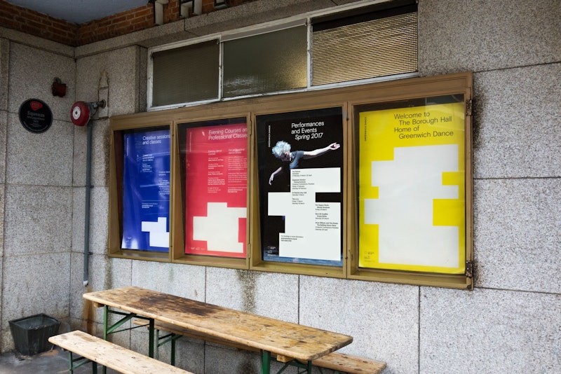 Greenwich Dance posters outside building