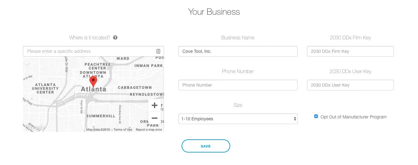 Your business information view in cove.tool