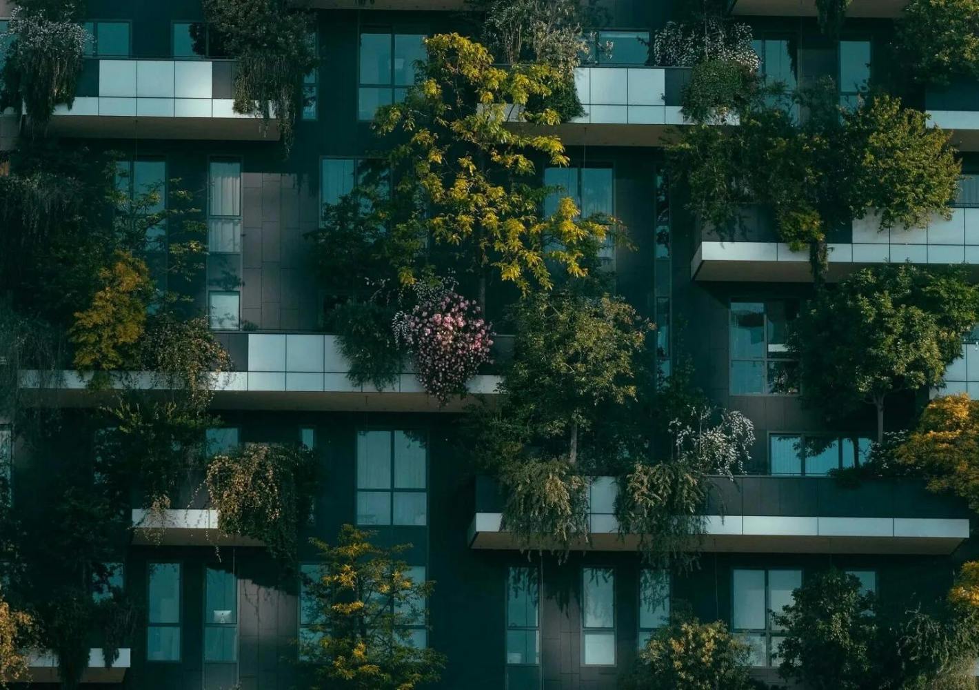 sustainable building with plants on it