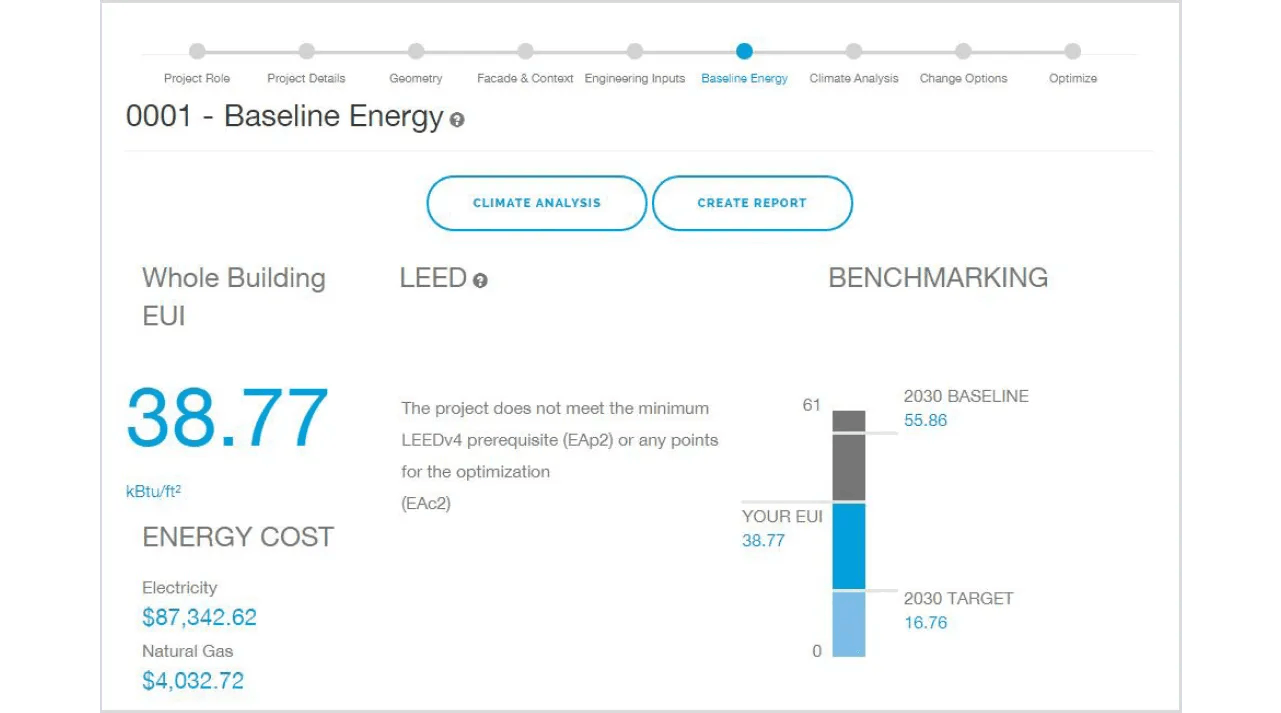 cove.tool interface of baseline energy