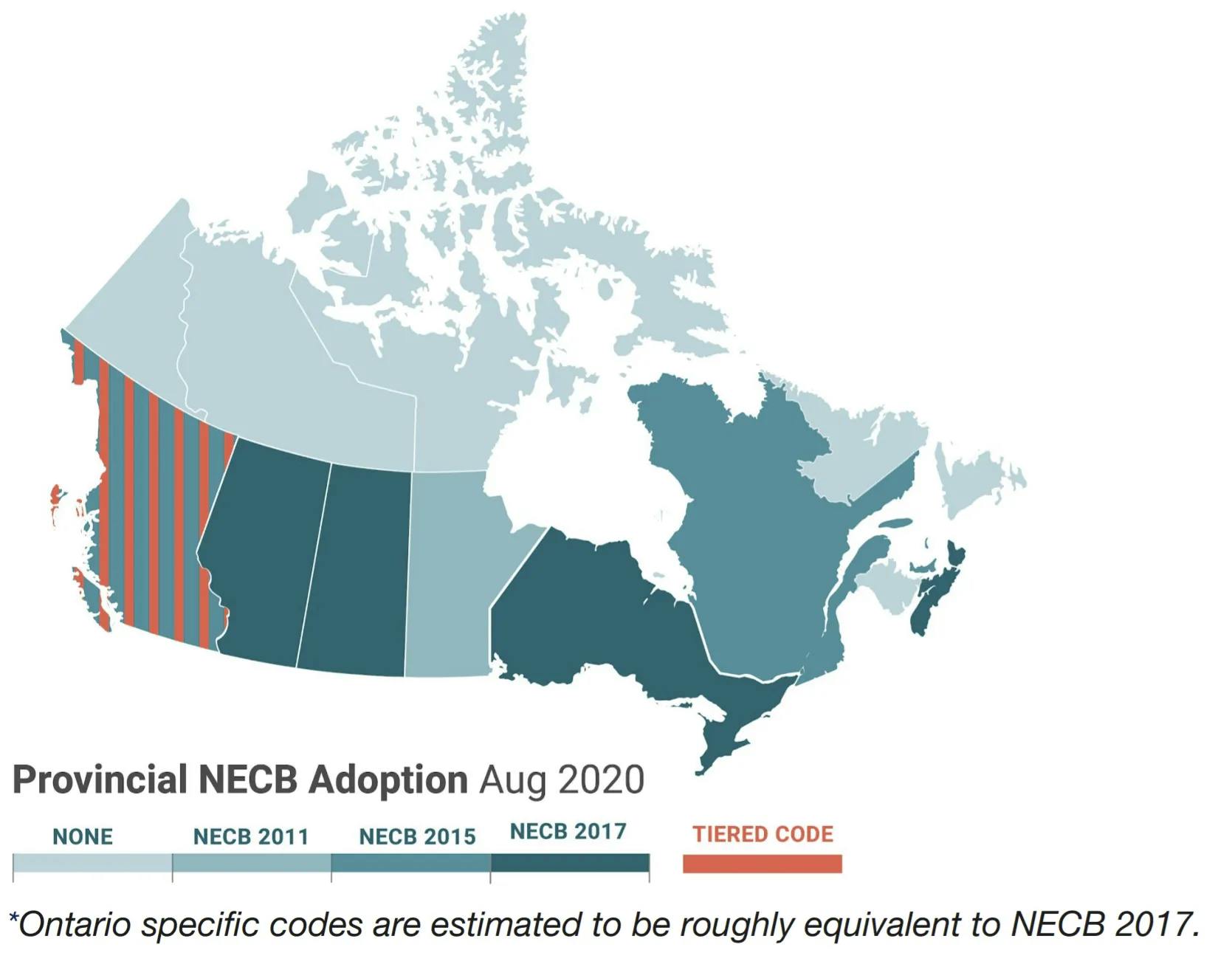 Map of Canadian Energy Codes by Province