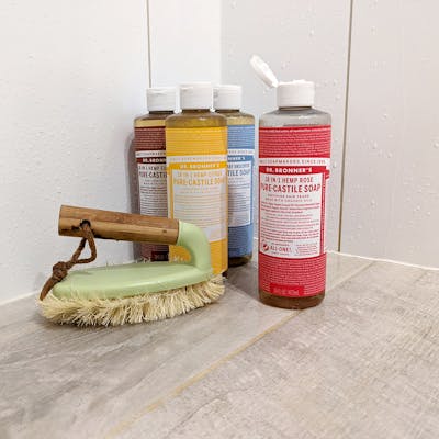 Clean your bathroom, shower, toilet and sink with Pure Castile Soap from Dr Bronner's at Cow & Coconut