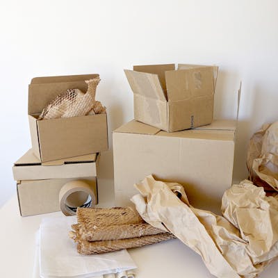 Reused and recycled packaging for safely sending your order