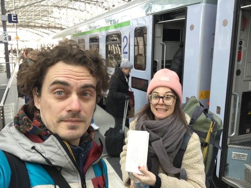 Pauline and Dimitar presenting the book story