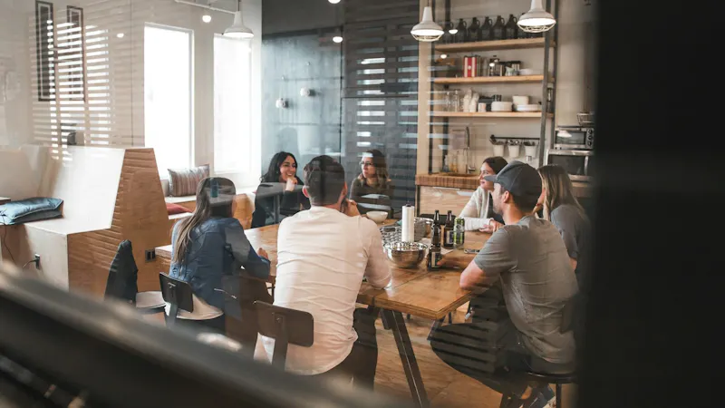 Coworking space management team meeting