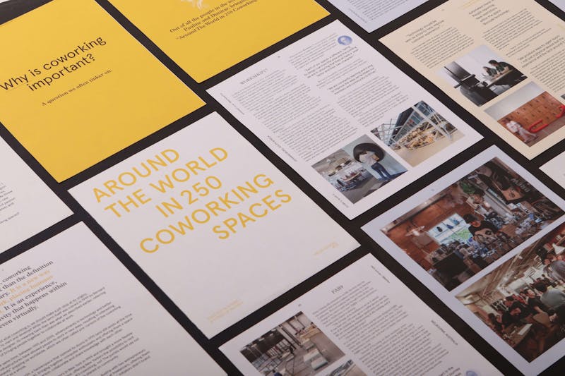Book design showcasing the bold yellow cover and layout