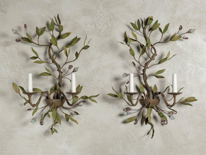 Cox-London-Furniture-Lighting-and-Art-Studio-CPW27-Olive Leaf Wall Light-Double Sconce-01