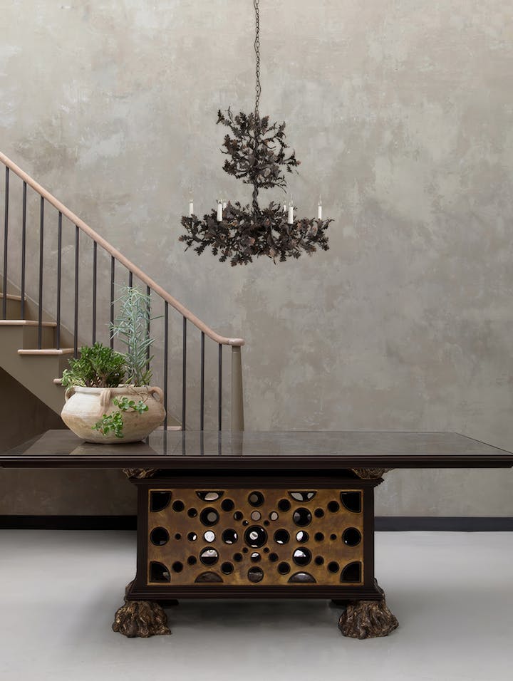 Cox-London-Furniture-Lighting-and-Art-Studio-CPC35-Petite Oak Chandelier-Bronzed Iron-08