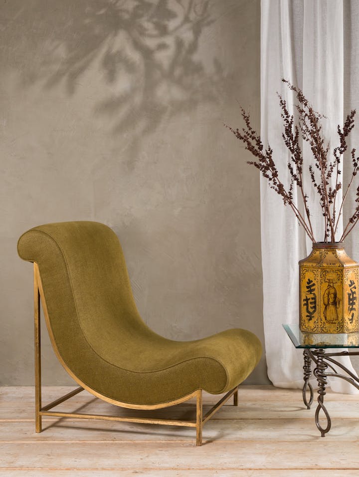 Cox-London-Furniture-Lighting-and-Art-Studio-CPF03-Thibier-Chair-Distressed-Gold-Leaf-in-Green-Linen-01
