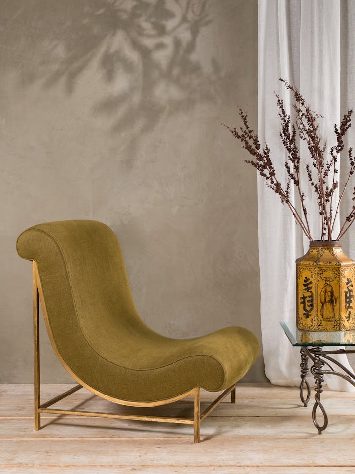 Cox-London-Furniture-Lighting-and-Art-Studio-CPF03-Thibier-Chair-Distressed-Gold-Leaf-in-Green-Linen-01