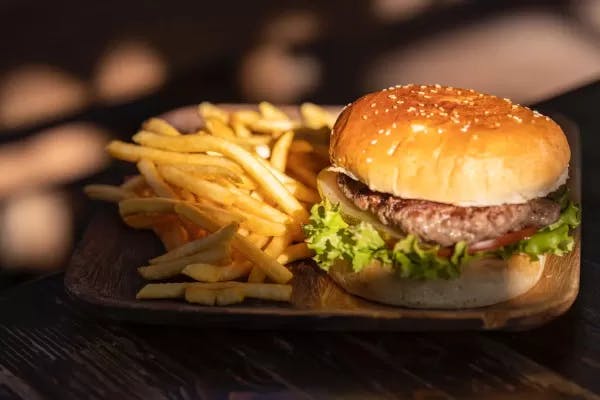 Burger & Fries cooked on Coyote Outdoor Pellet Grill
