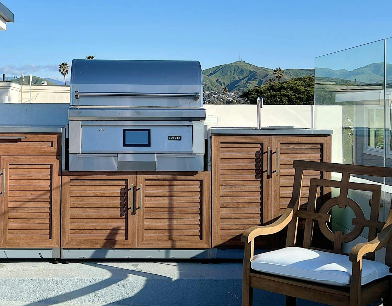 coyote pellet grill in island