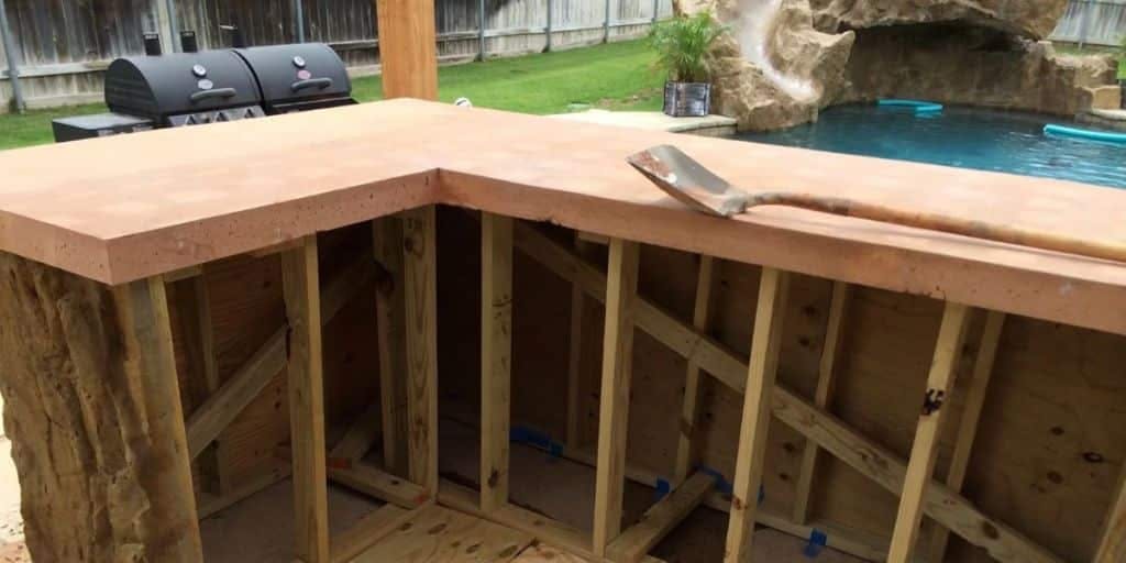 wood outdoor kitchen bar