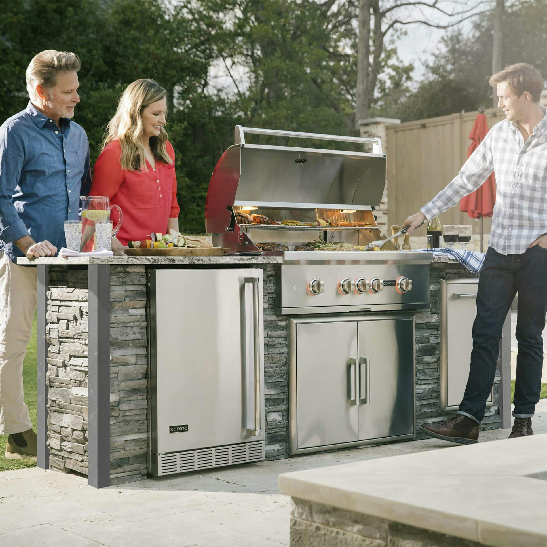 Family grilling outdoors
