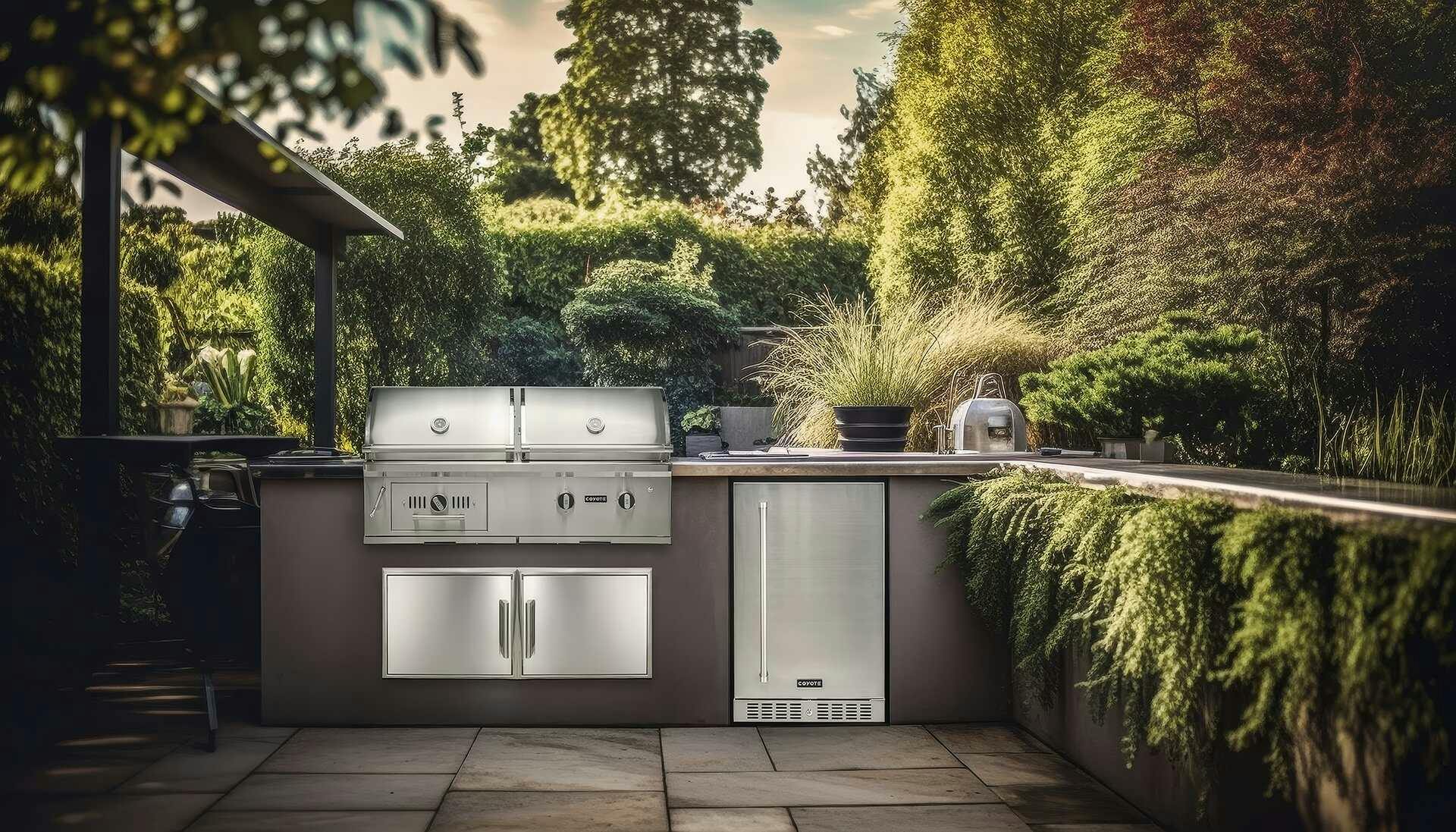 outdoor kitchen with coyote refrigeration