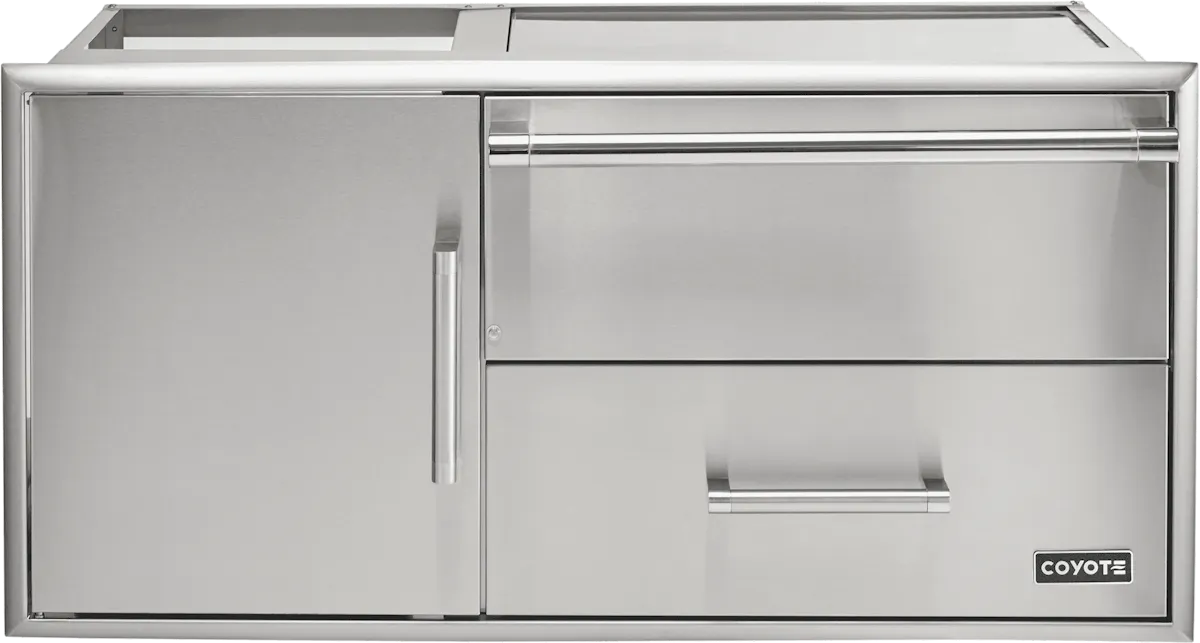 Coyote 42" Access Door with Storage & Warming Drawer Combo C3-CDWD