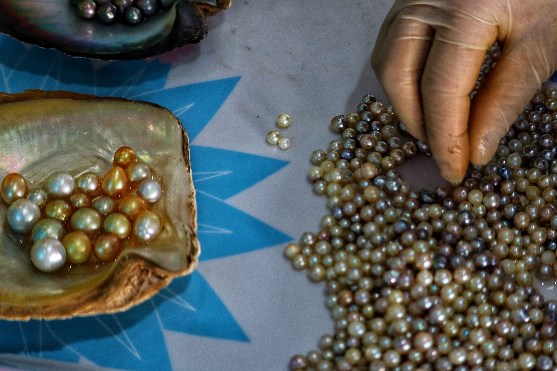 Sorting pearls. 