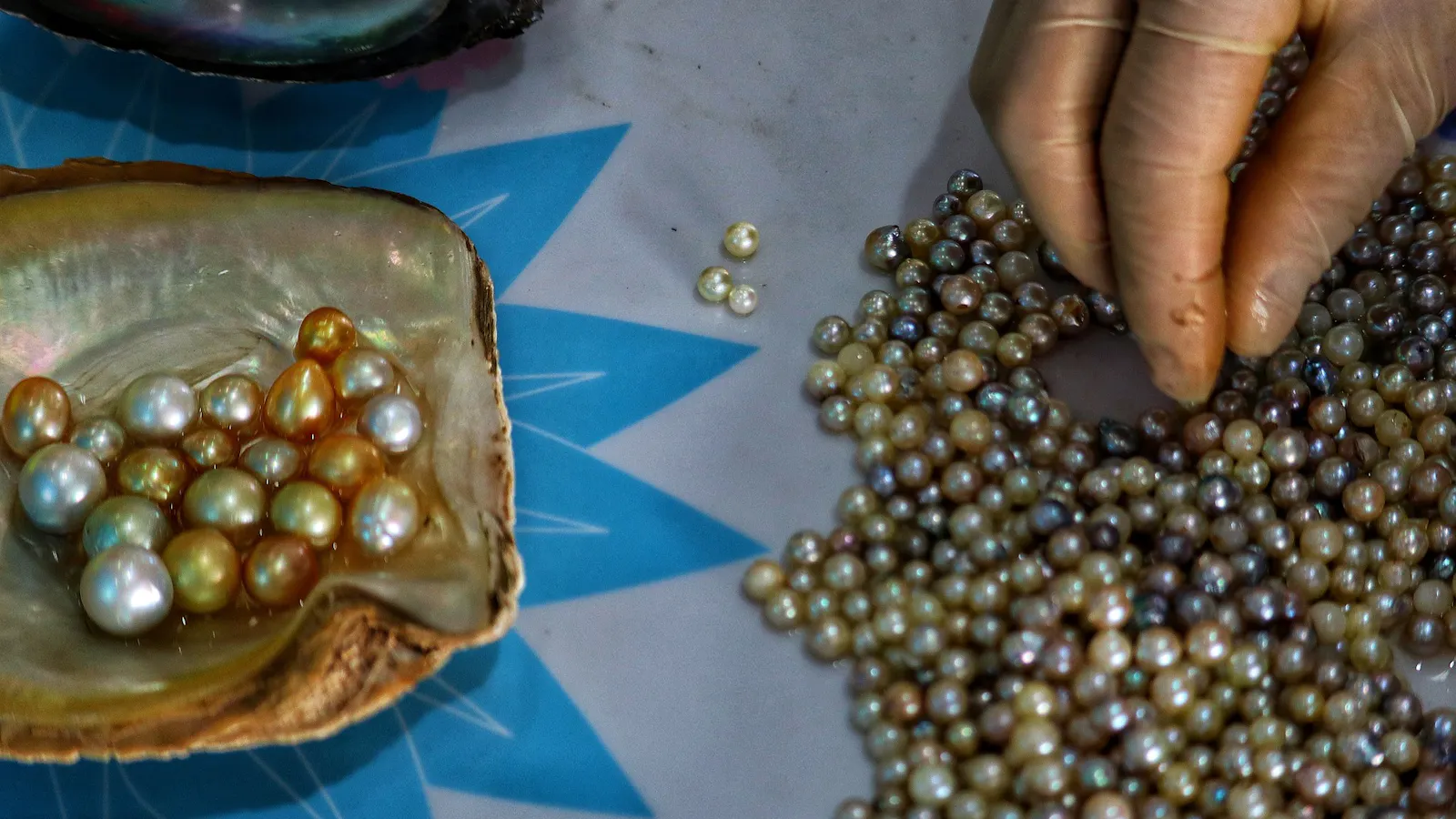 Sorting pearls.