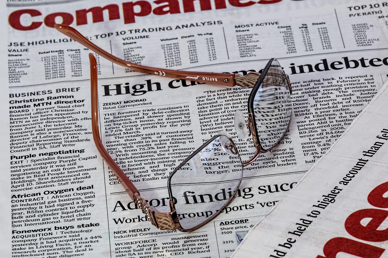 Reading glasses on a newspaper