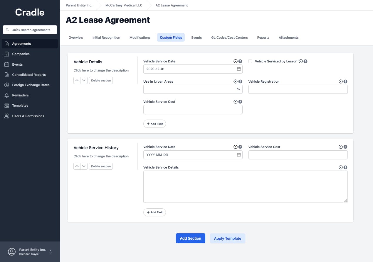 Cradle allows you to customize your lease portfolio to suit your needs
