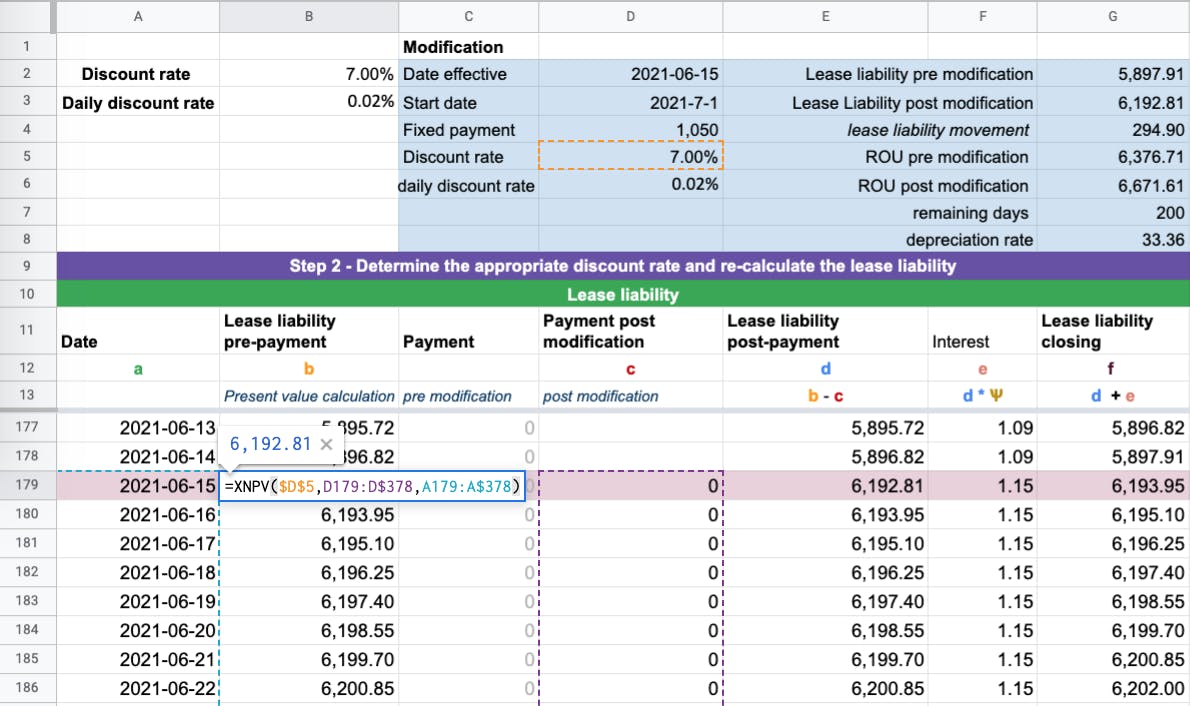 When a modification occurs, to ensure the numbers prior to the modification do not change.  Create a new column and input the updated lease payments.