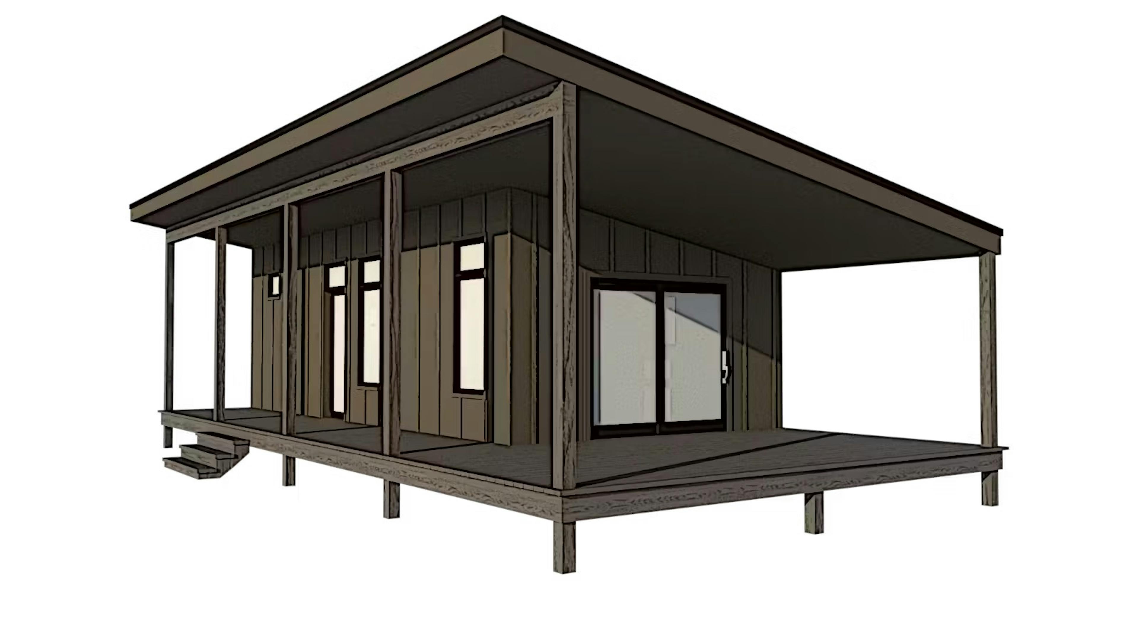 Aspen small modern cottage rendering