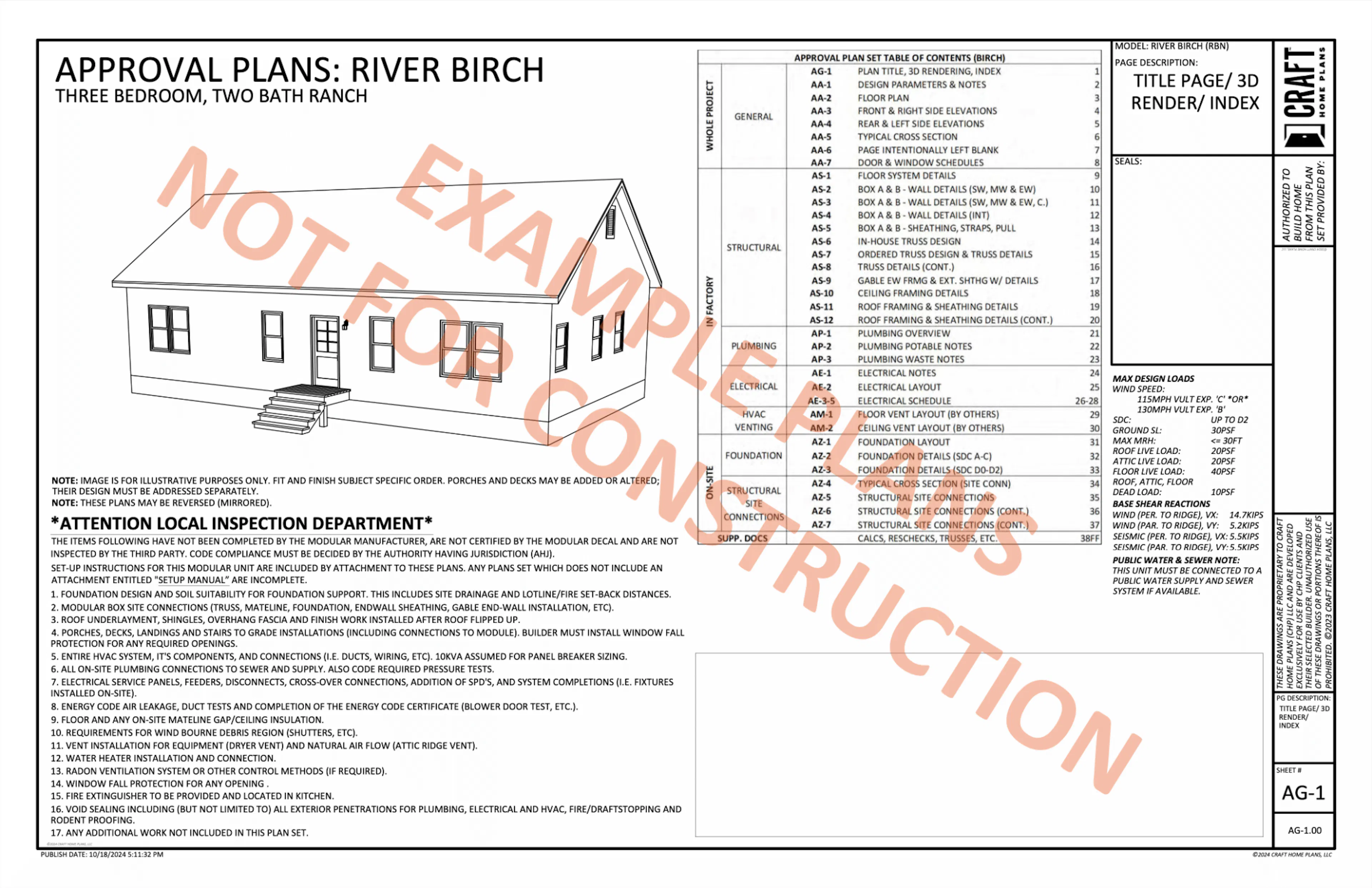 Craft Home Plans Sample Plan Set