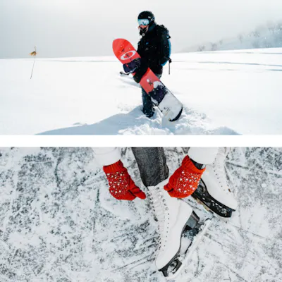 Menschen die Wintersport betreiben