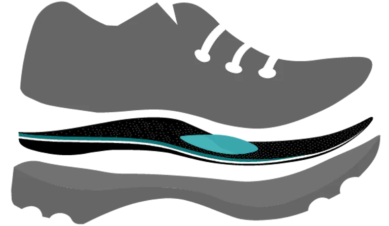 Grafik von Sportschuh mit Einlage