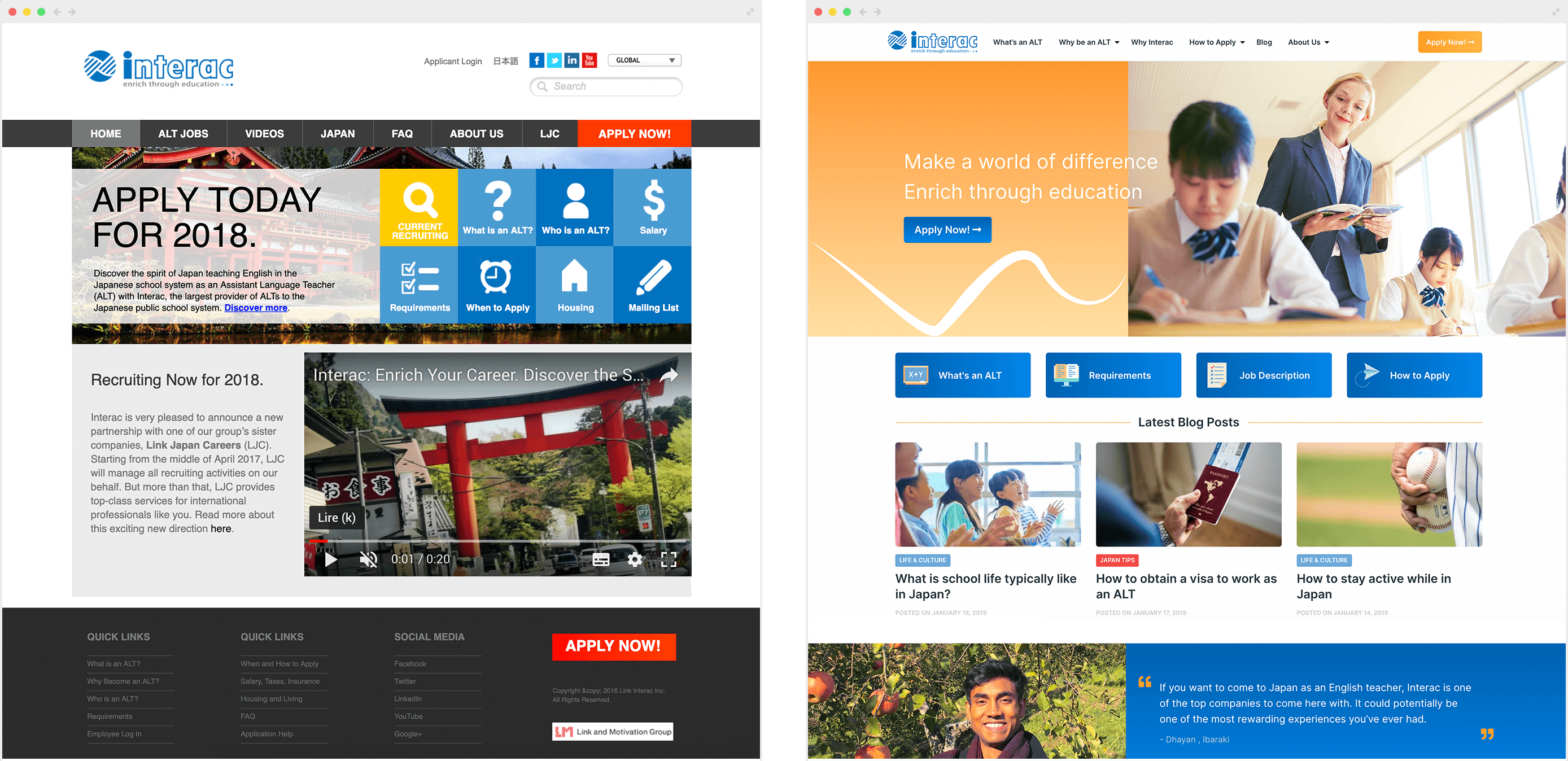 Interac Website Design Before After Comparison