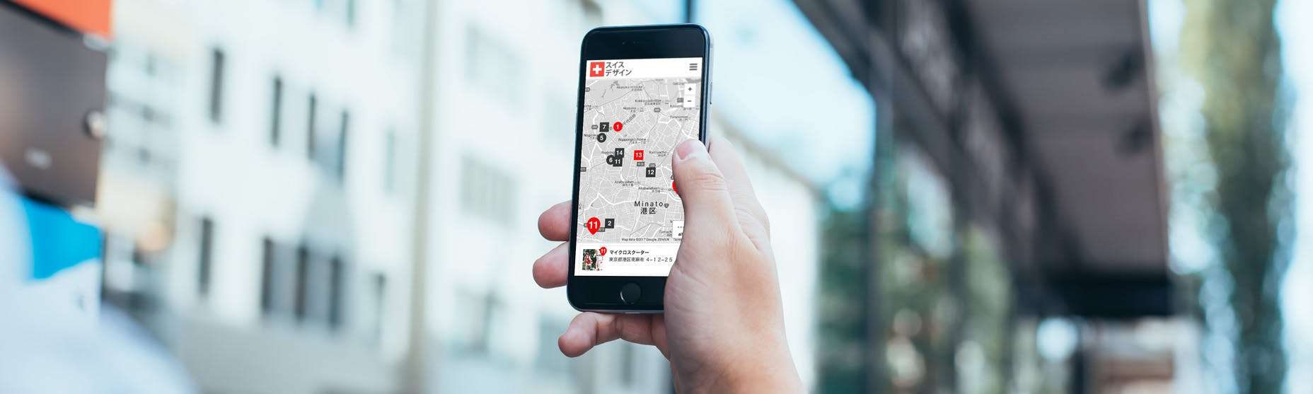 Swiss Design Tokyo Map iPhone App Mockup