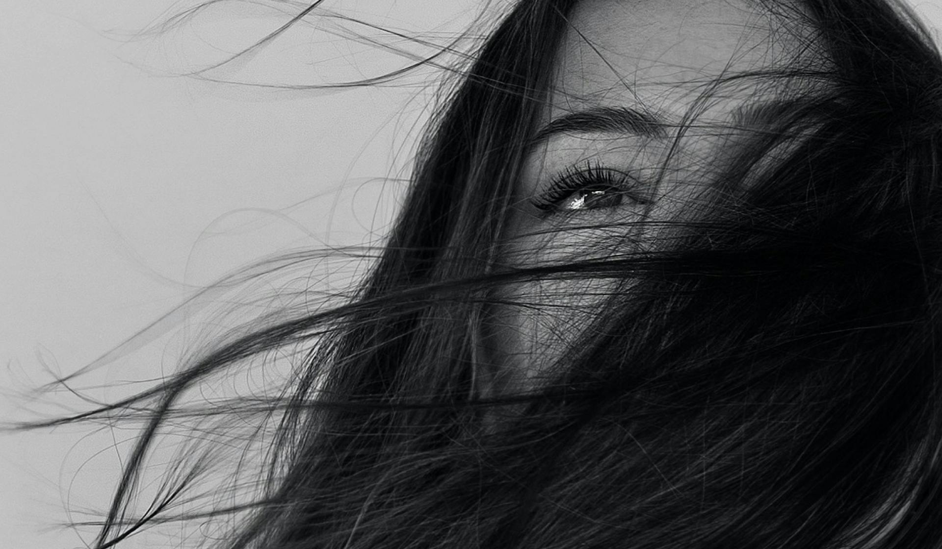 Lady with hair in face