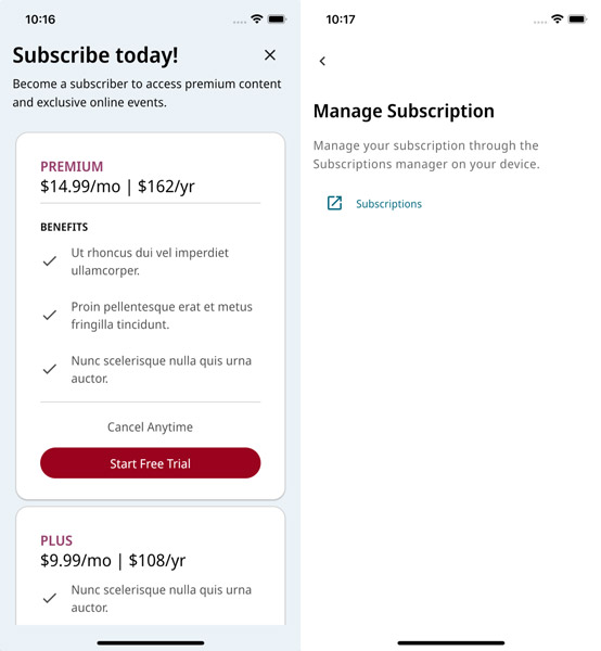 Subscription feature in action