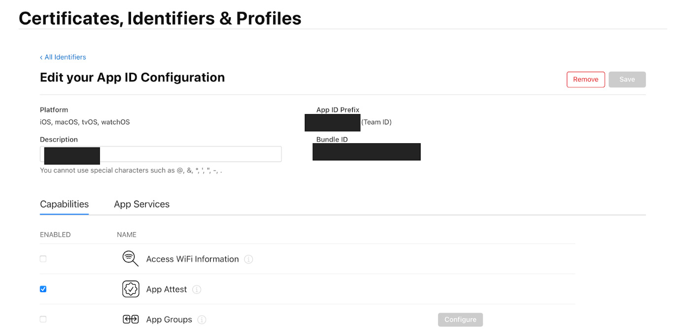 Screenshot showing how to create Certificates, identifiers and profiles