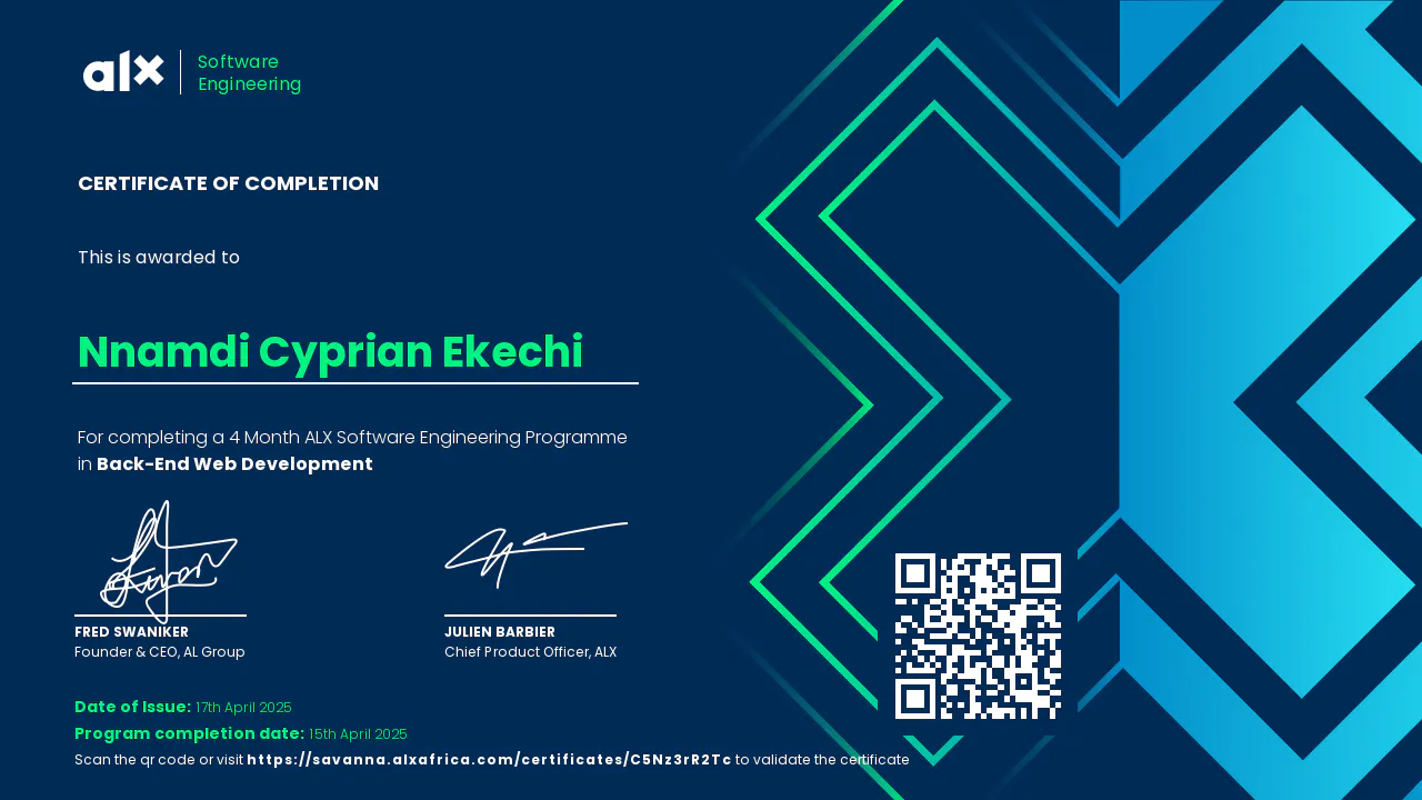 Backend certification