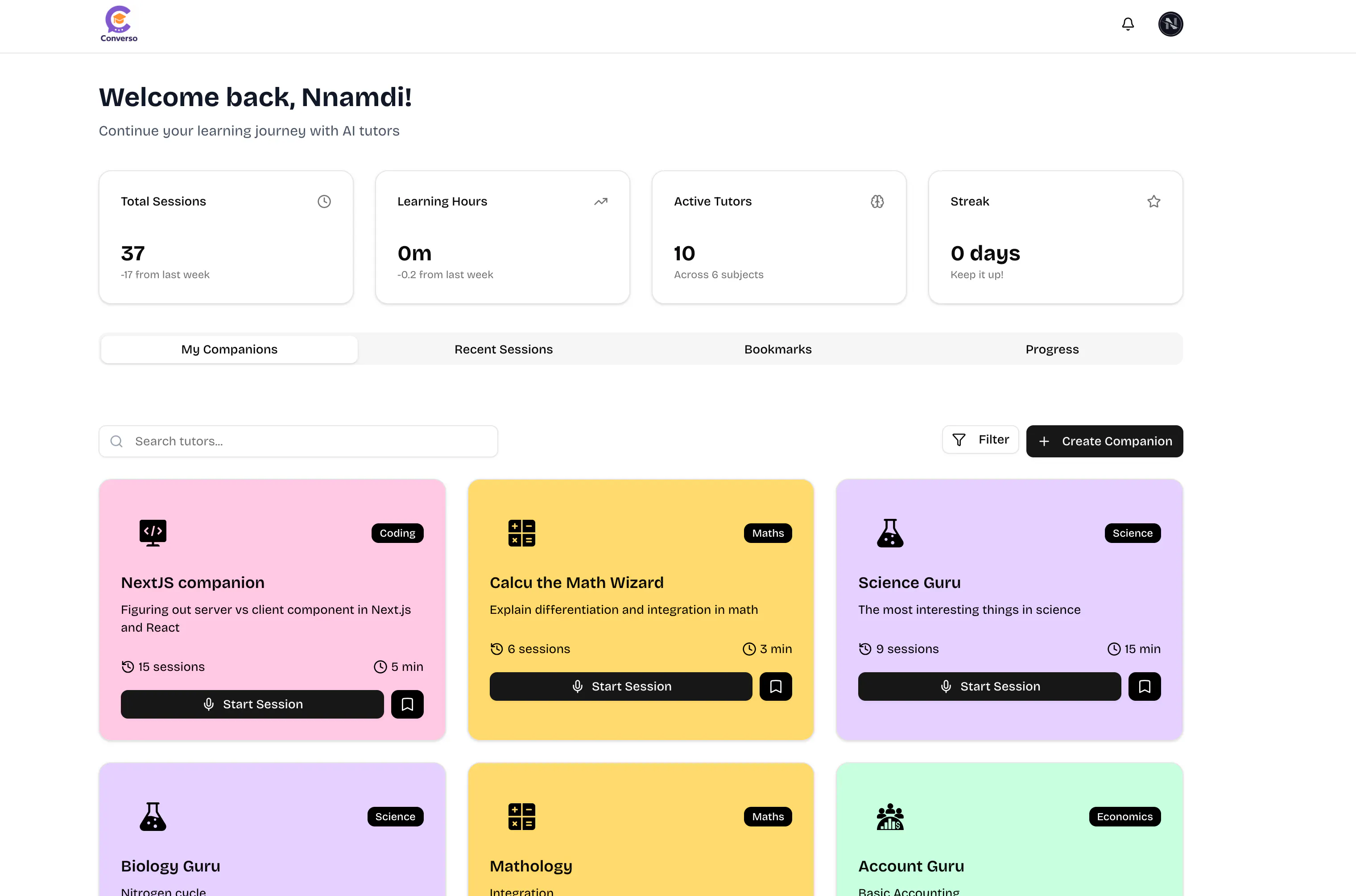 user dashboard