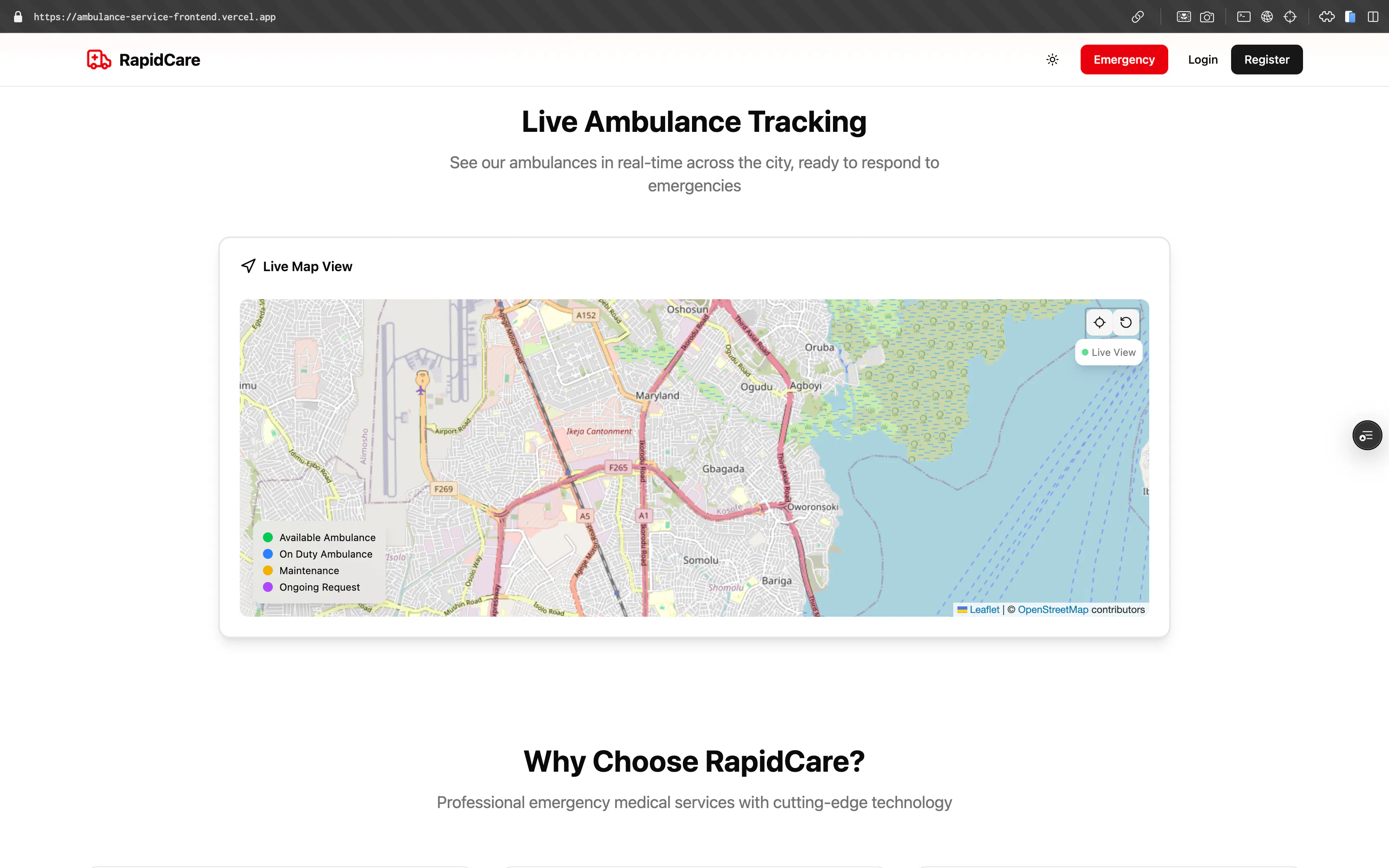 ambulance service frontend