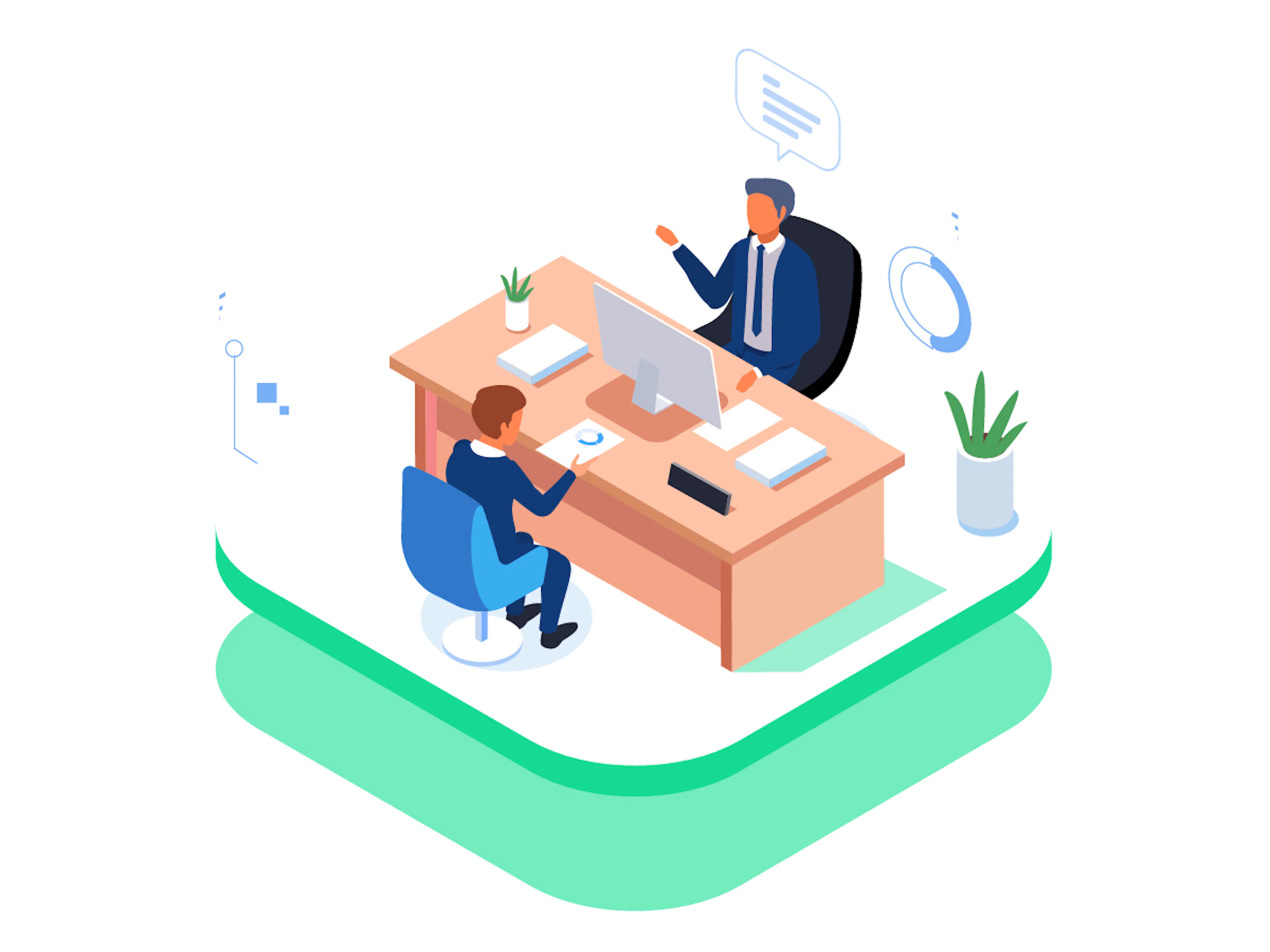 Employer conducting an interview.