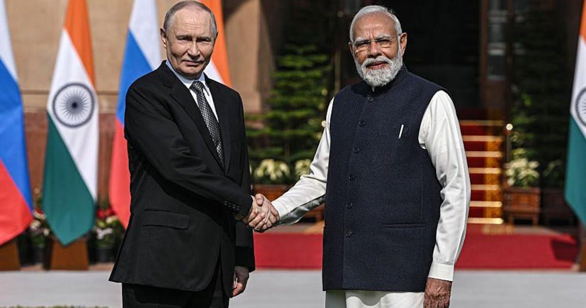 Putin and Modi to speak to media as leaders hold talks in India