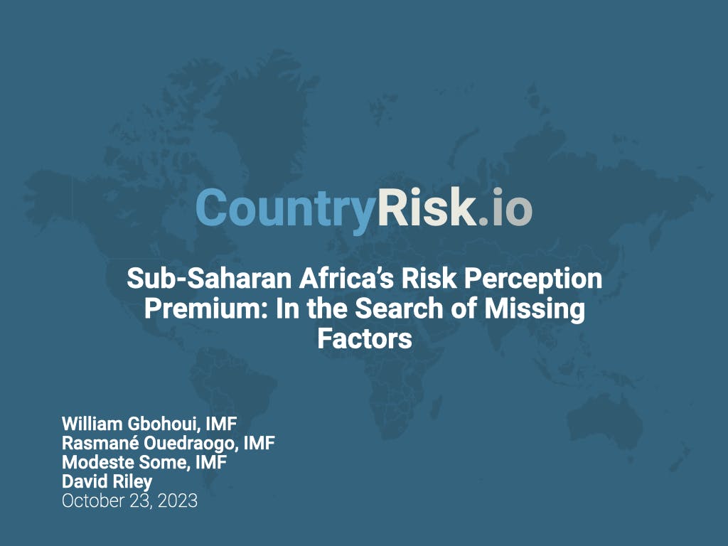 Webinar: Sub-Saharan Africa’s Risk Perception Premium: In the Search of Missing Factors