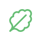 A green line icon of a mint leaf on a white circular background.