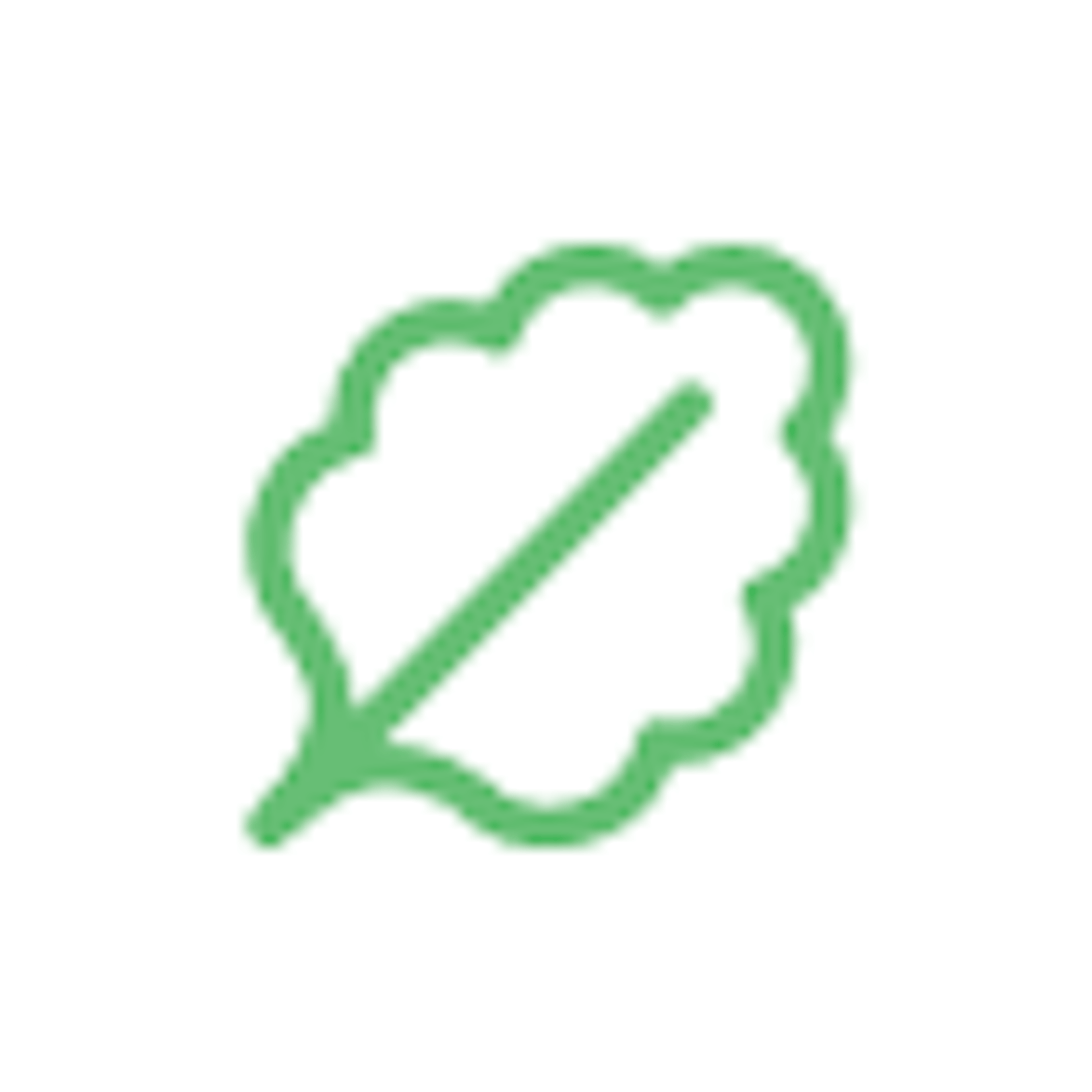 A green line icon of a mint leaf on a white circular background.

