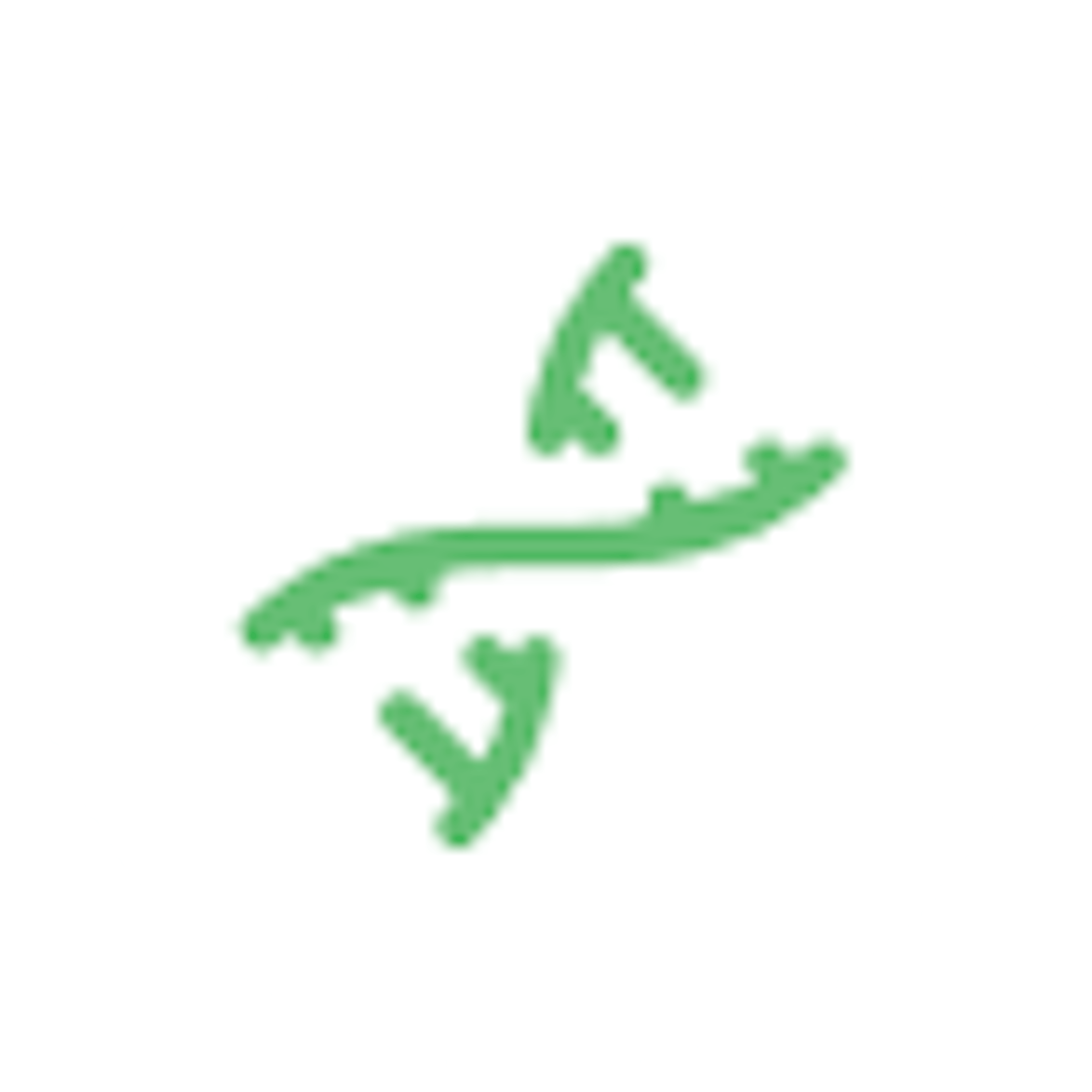 A green line icon of a curved cannabis branch or leaf stem on a white circular background