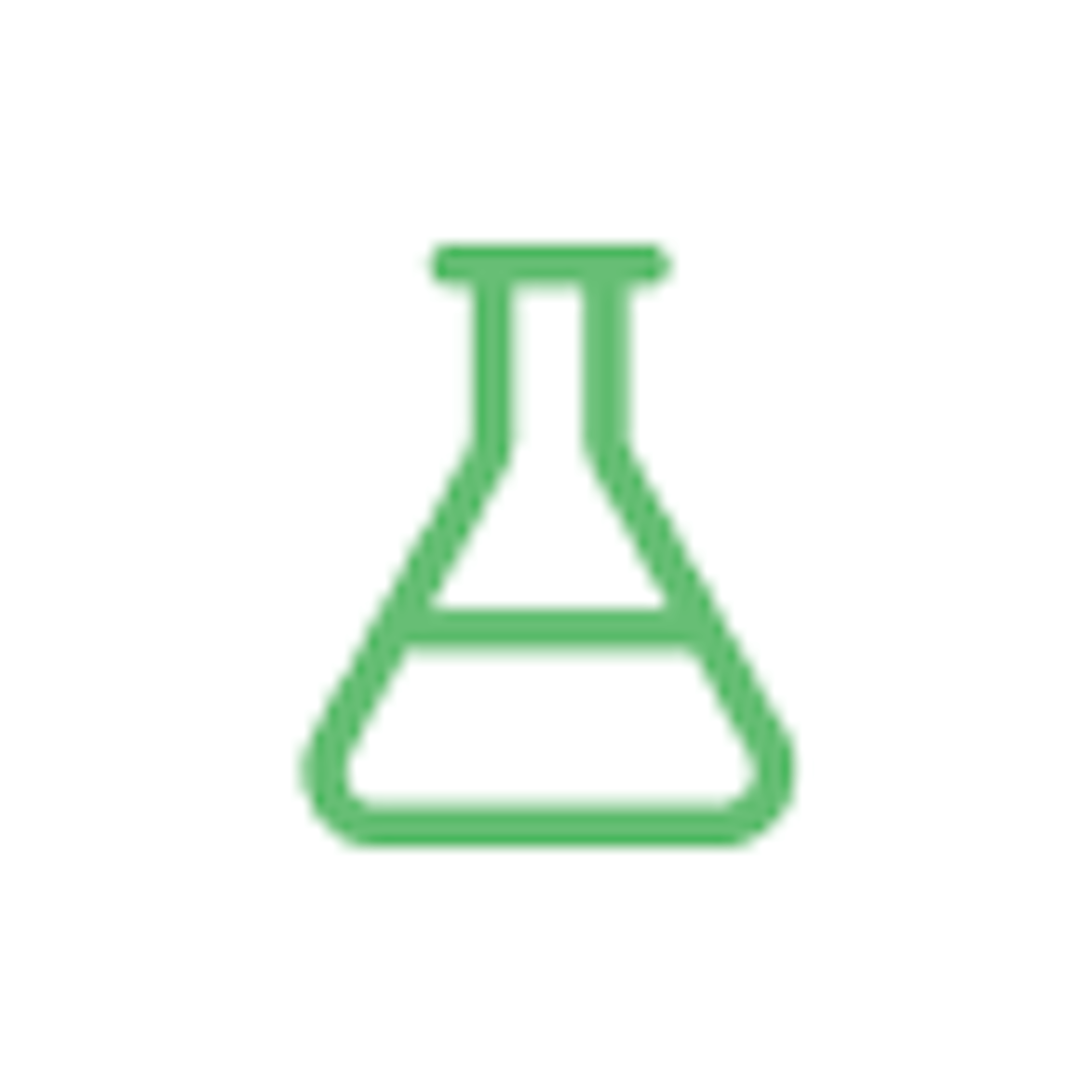 A green line icon of a chemistry flask representing a gas or chemical profile, on a white circular background.