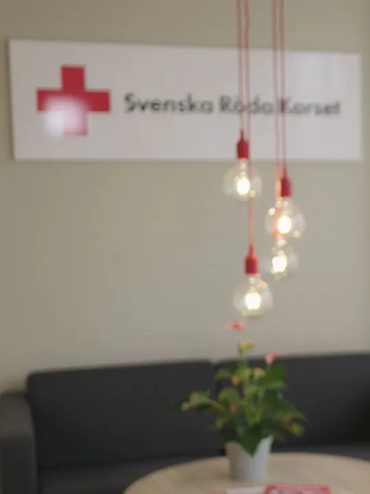 Man med grått hår och mustasch i blå cardigan och ljus skjorta.