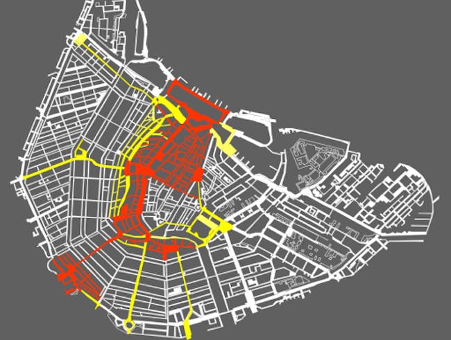 Kaart gebruiksdruk vervuiling openbare ruimte Amsterdam Centrum